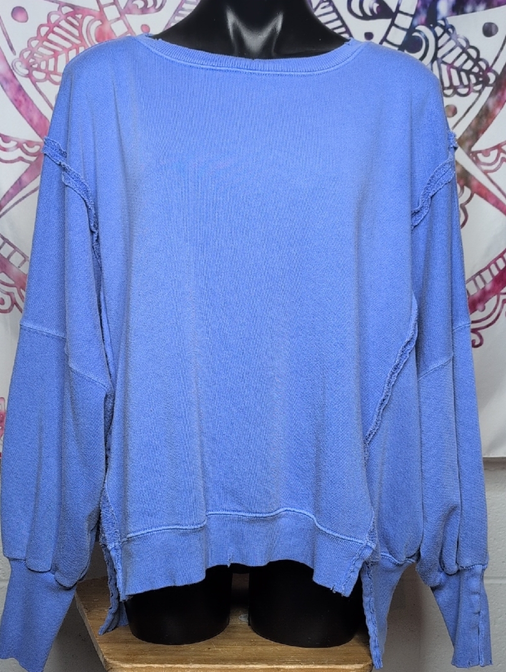 Free People We The Free Blueberry Blue Camden Sweatshirt | Size Small
